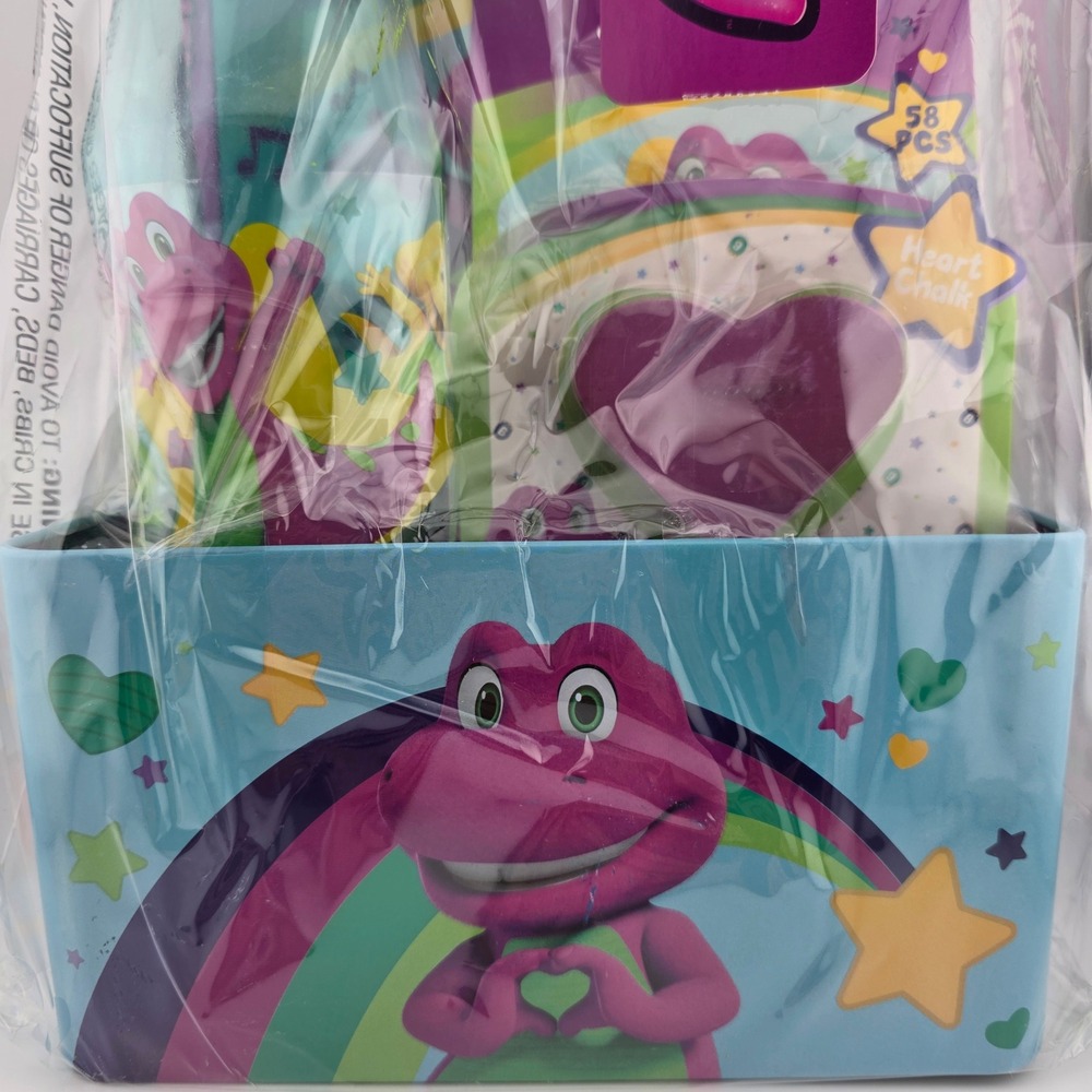 Barney Tin Box Valentine Gift Set Water Bottle Stickers Puzzle - Picture 2 of 12